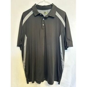 PGA Tour Men's Size Large Golf Polo Shirt MotionFlux360 Colorblock Black Grey